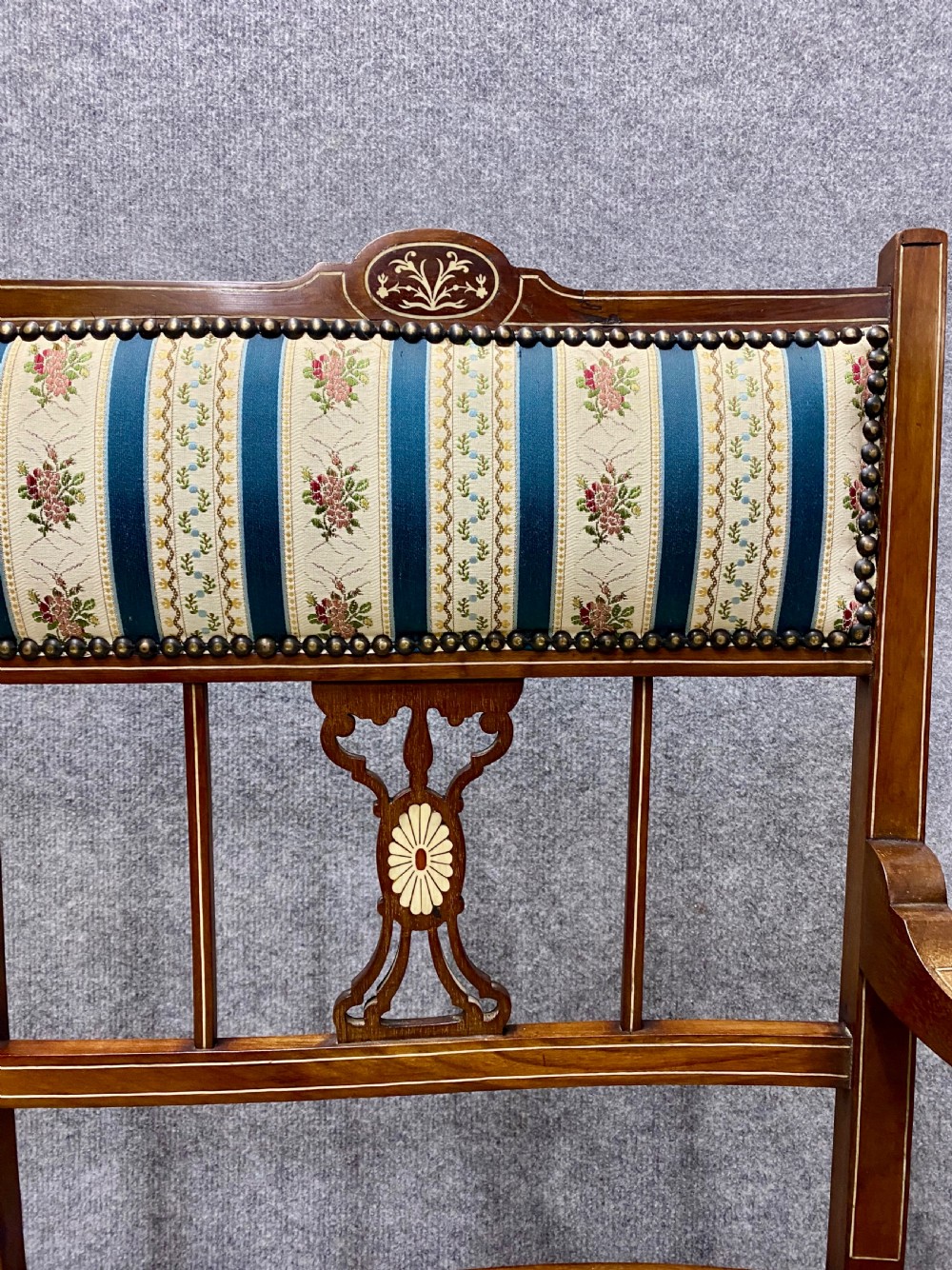 Small Edwardian Inlaid Settee View VIII
