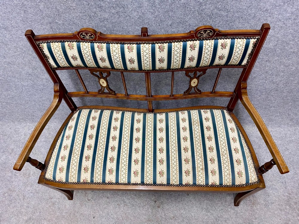 Small Edwardian Inlaid Settee View IX
