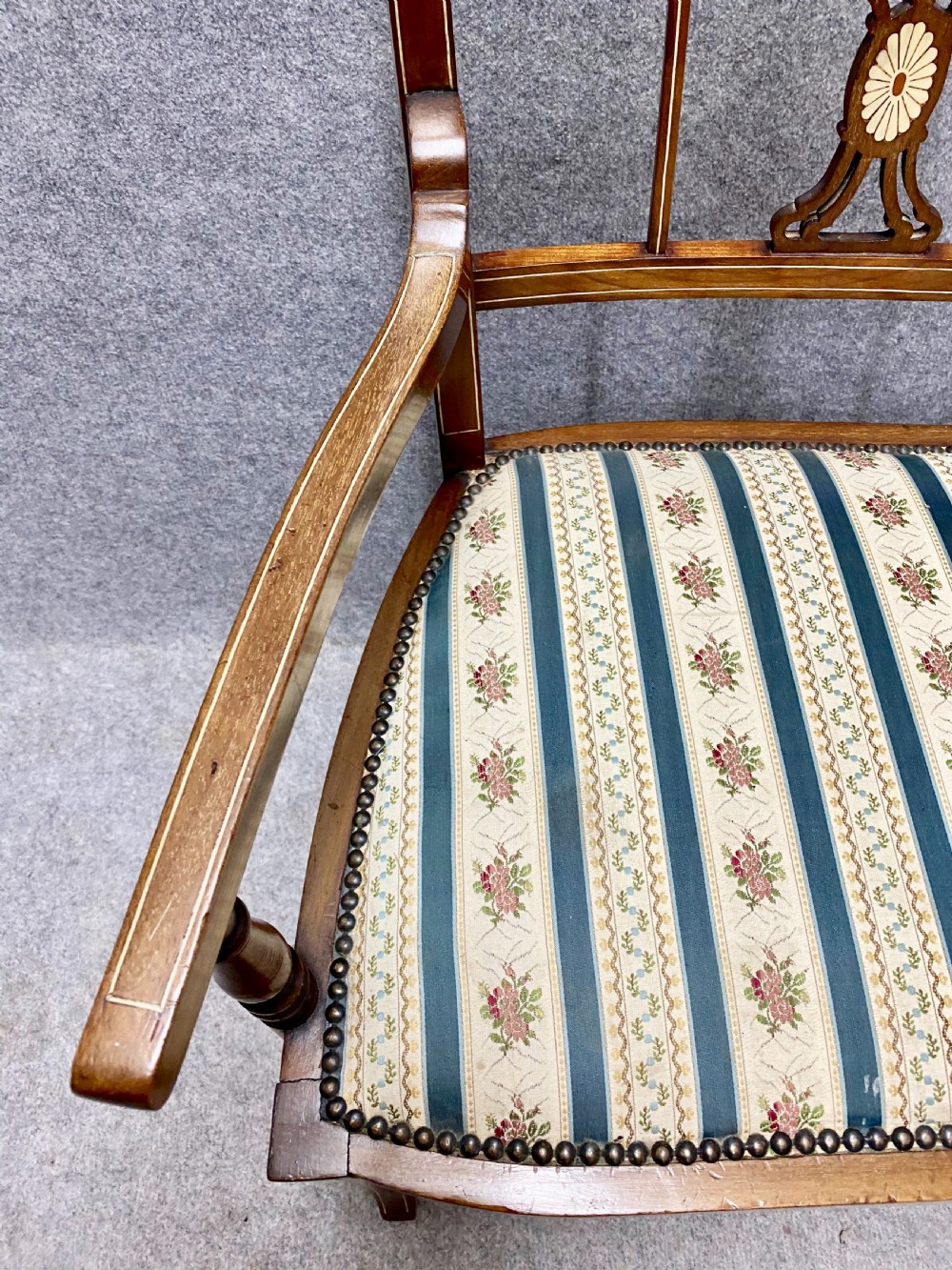 Small Edwardian Inlaid Settee View XI