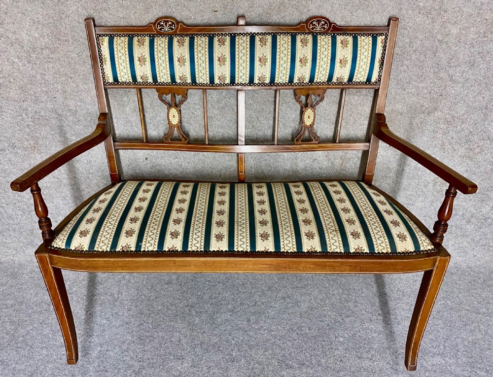 Small Edwardian Inlaid Settee View XII