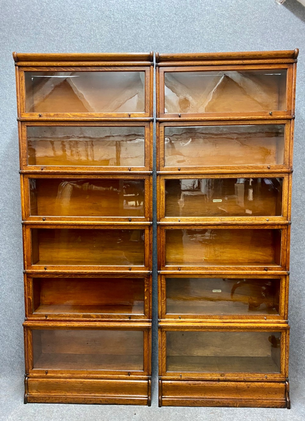 Pair of Oak 6 Section Globe Wernicke Bookcases View II
