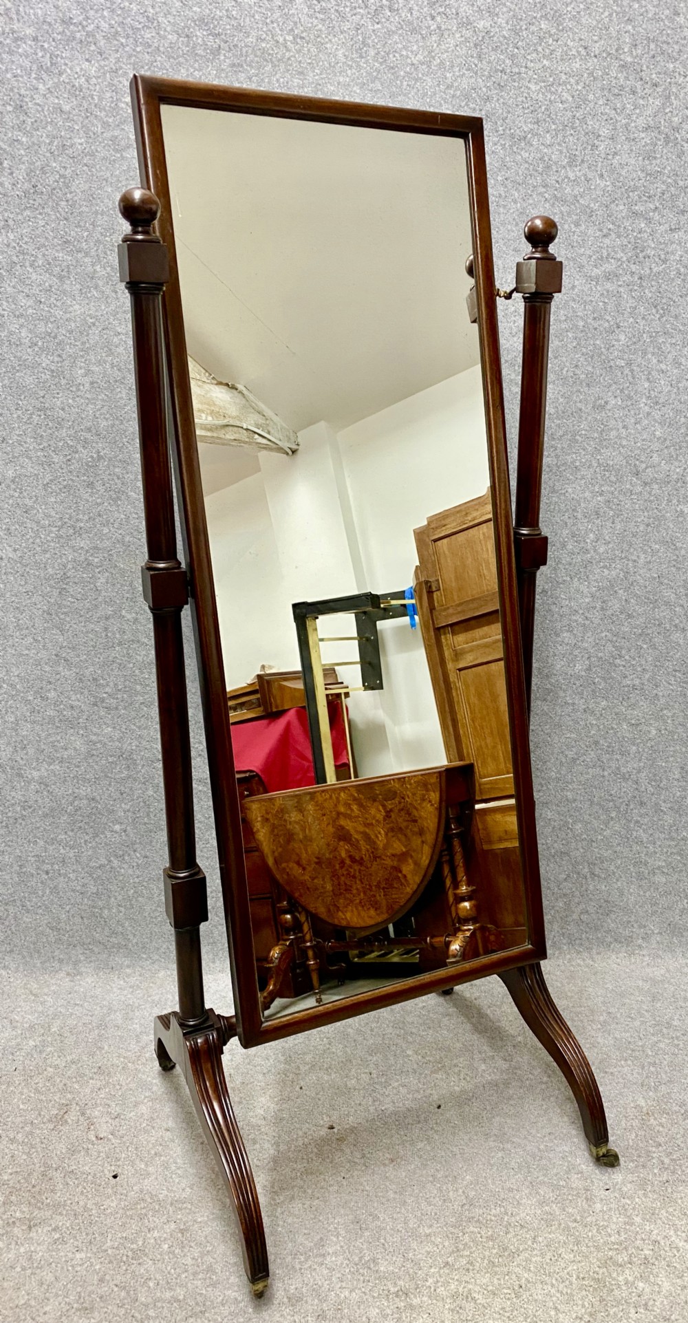 19th.Century Mahogany Cheval Mirror