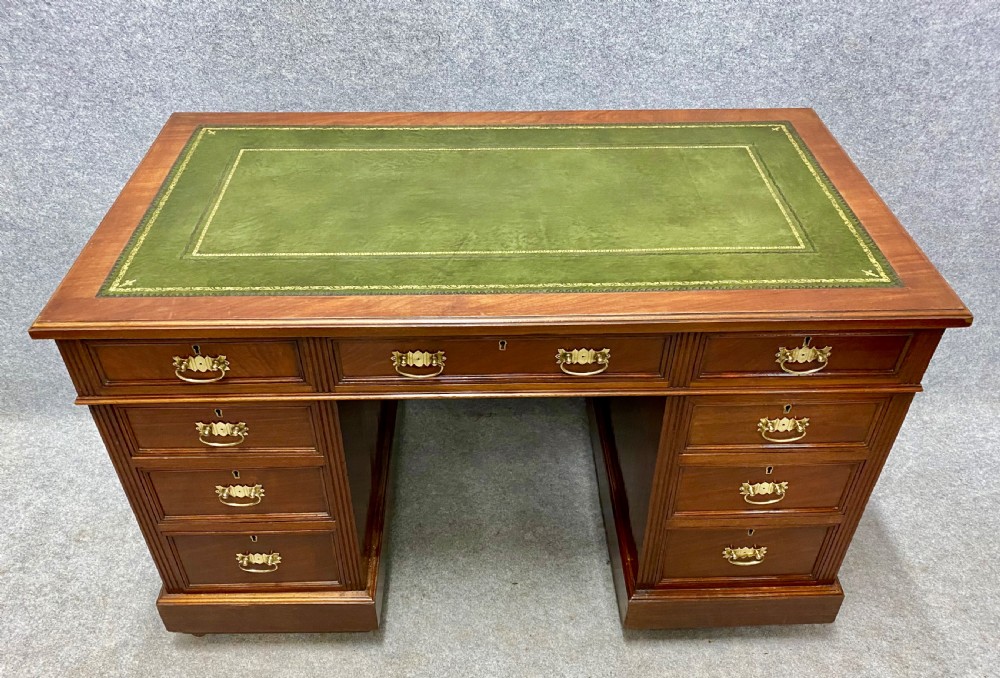  Victorian Walnut Pedestal Desk
