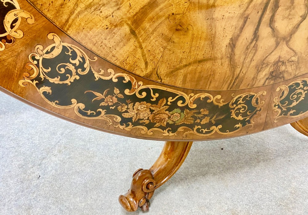 Victorian Marquetry Centre or Dining Table View IV