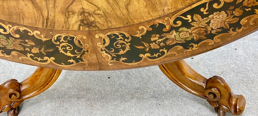 Victorian Marquetry Centre or Dining Table View VI