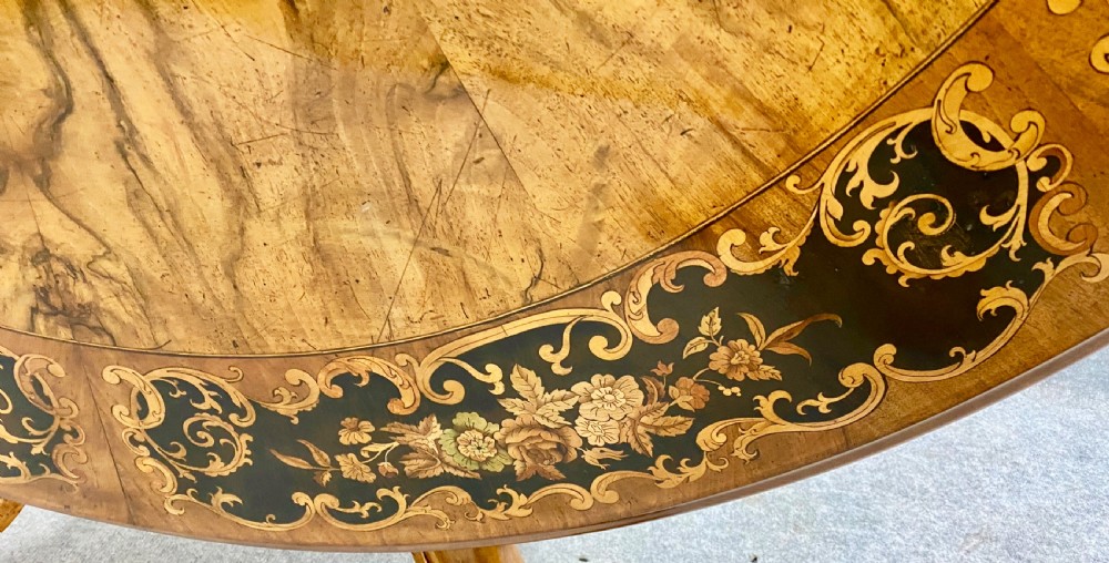 Victorian Marquetry Centre or Dining Table View VIII