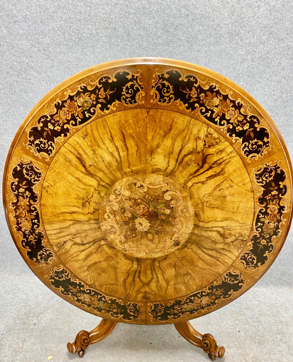 Victorian Marquetry Centre or Dining Table View XV