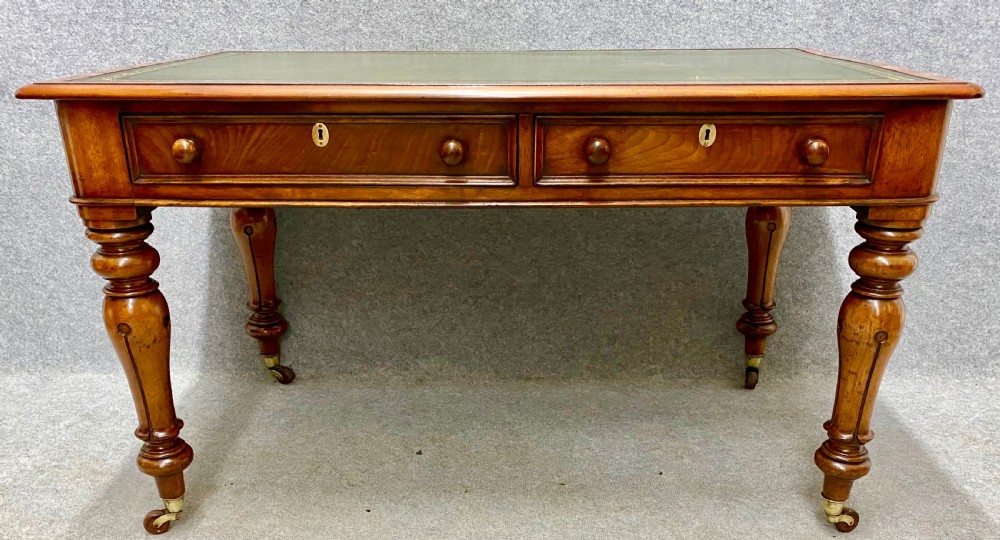 Large Double Sided Mahogany Writing Table View V