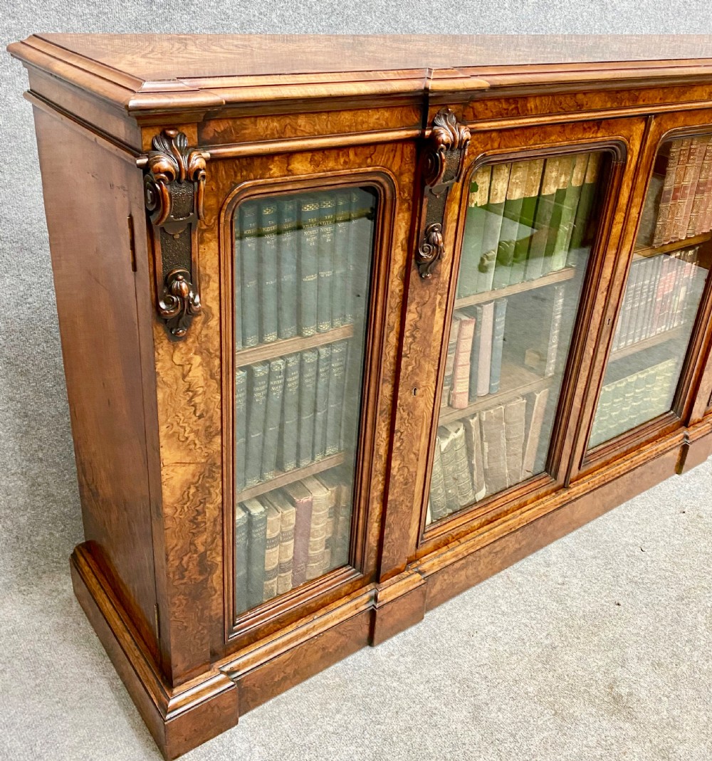 Superb Victorian Burr Walnut 4 Door Bookcase View VI