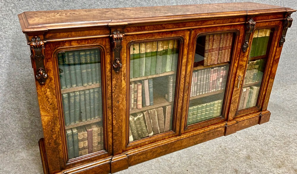 Superb Victorian Burr Walnut 4 Door Bookcase View VII