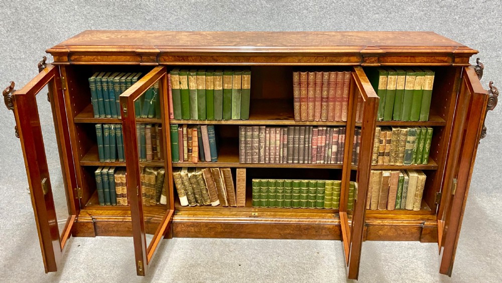 Superb Victorian Burr Walnut 4 Door Bookcase View X