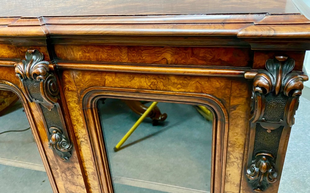 Superb Victorian Burr Walnut 4 Door Bookcase View XVI