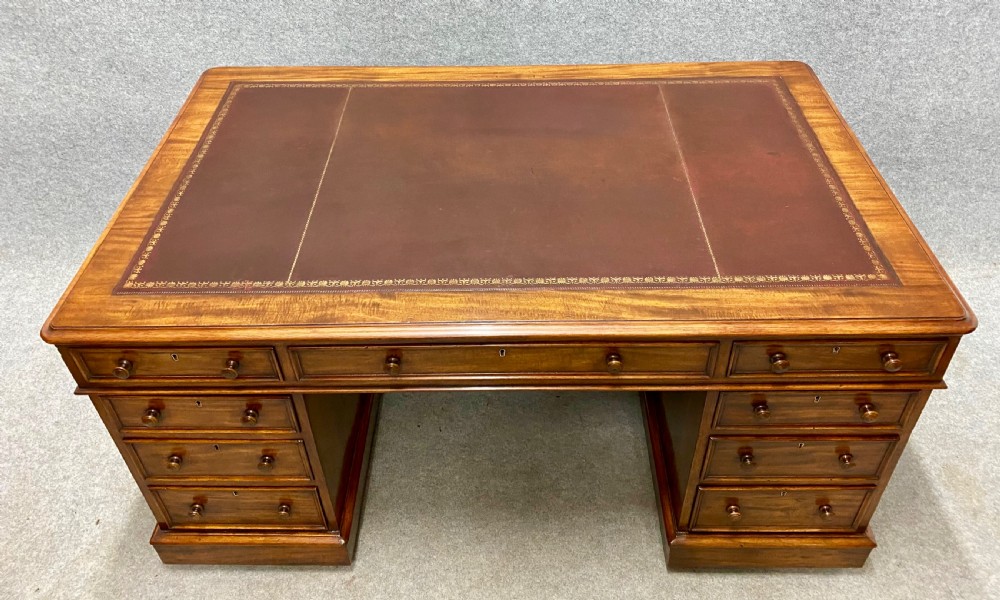 Good Quality Antique Mahogany Partners Desk View III