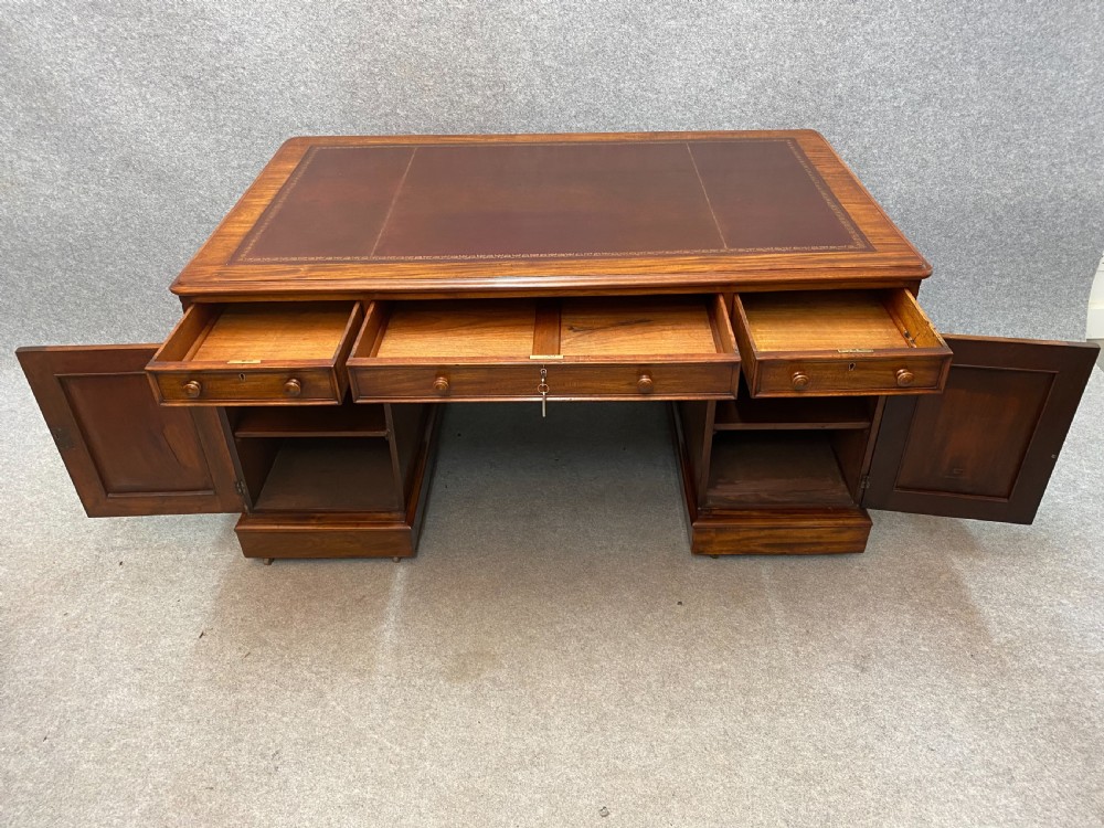 Good Quality Antique Mahogany Partners Desk View X