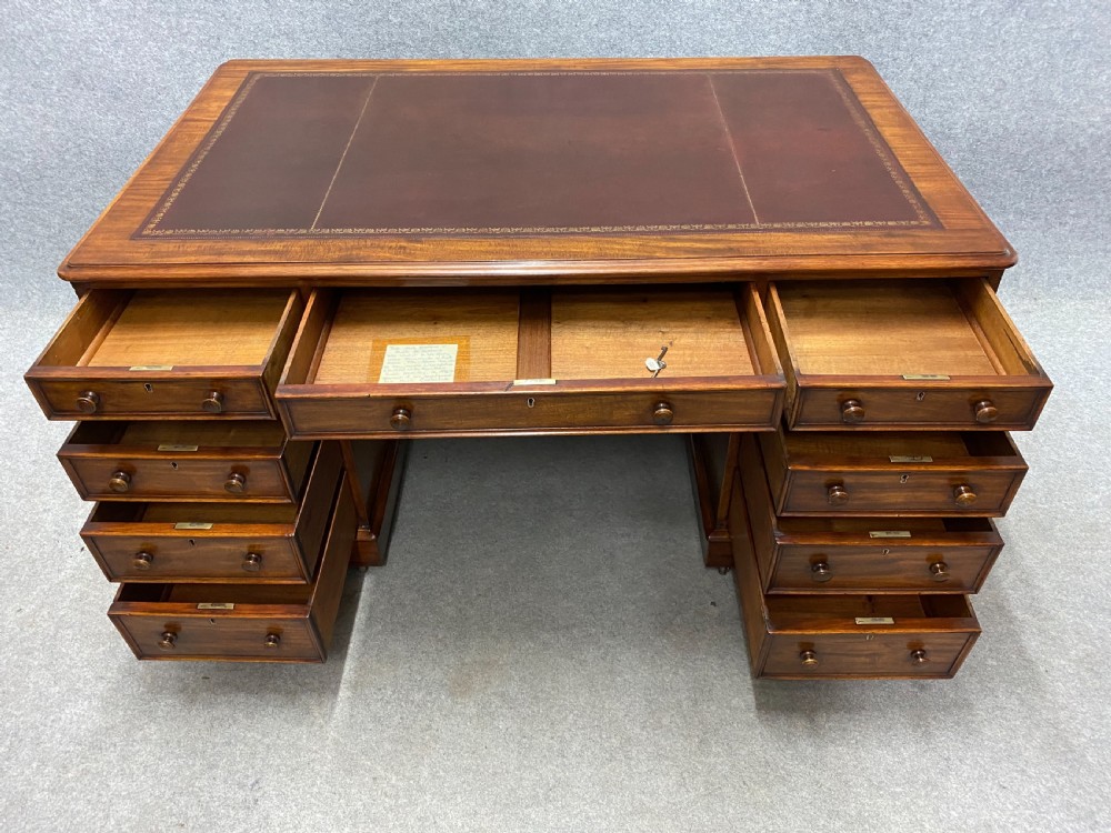Good Quality Antique Mahogany Partners Desk View XI