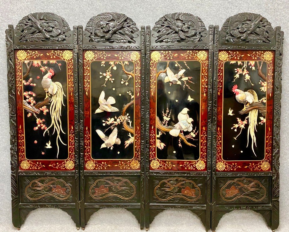 Spectacular Large Shibayama Meiji Period Screen/ Room Divder View XV