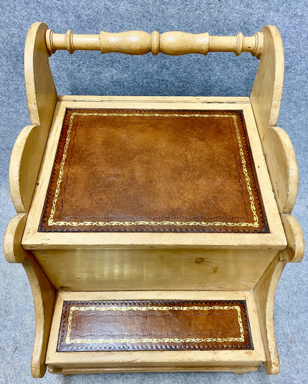 19th.Century Pine Library Steps View V