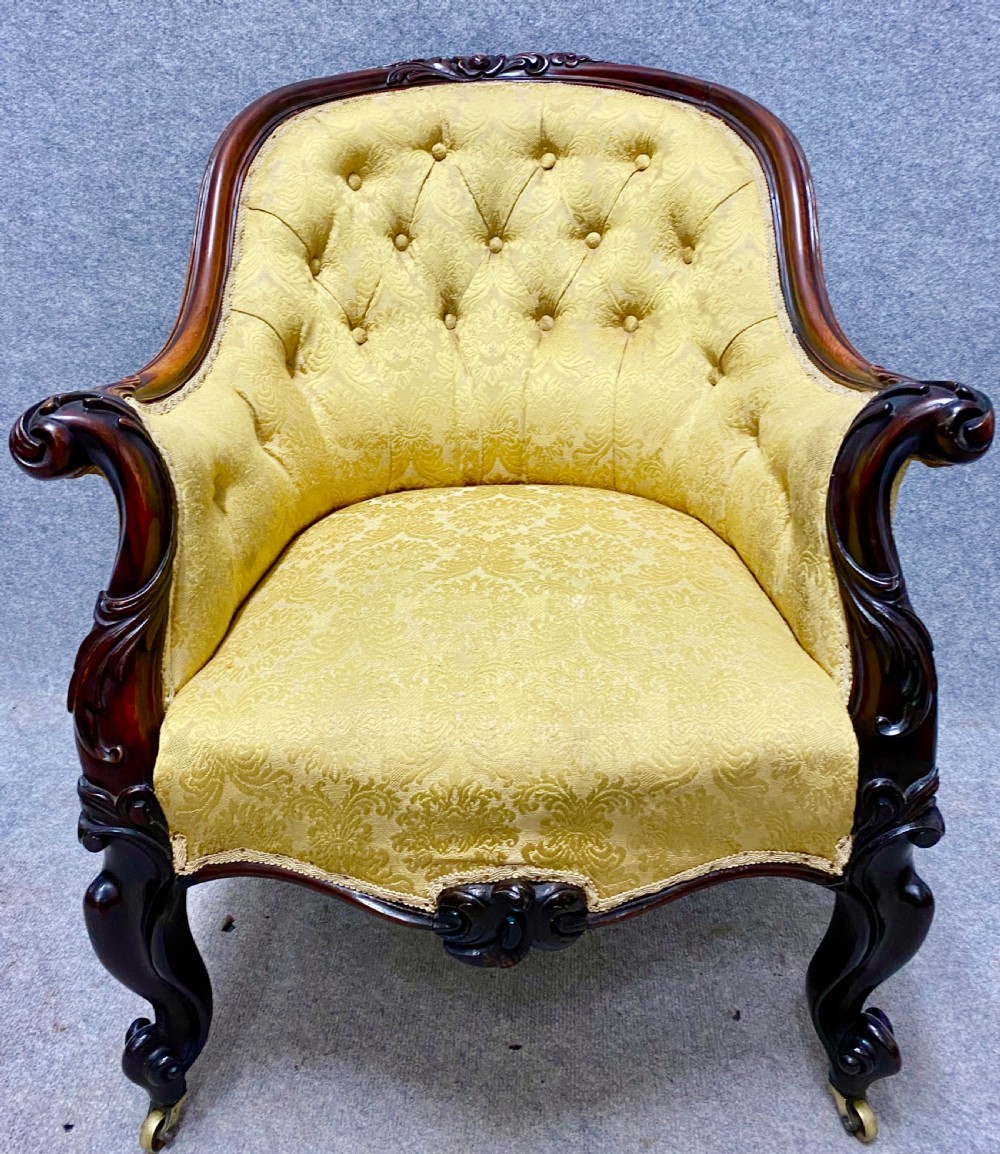 Victorian Rosewood Cabriole Legged Armchair View II