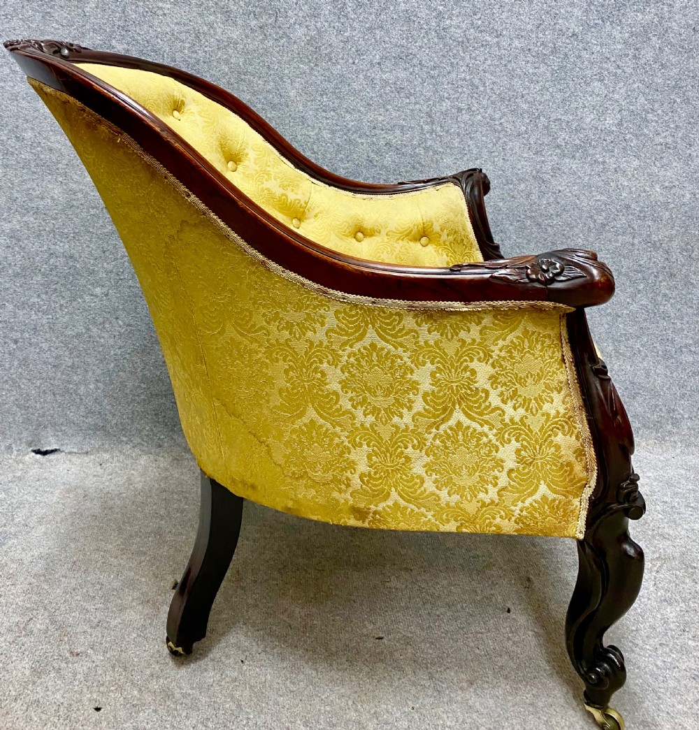 Victorian Rosewood Cabriole Legged Armchair View V