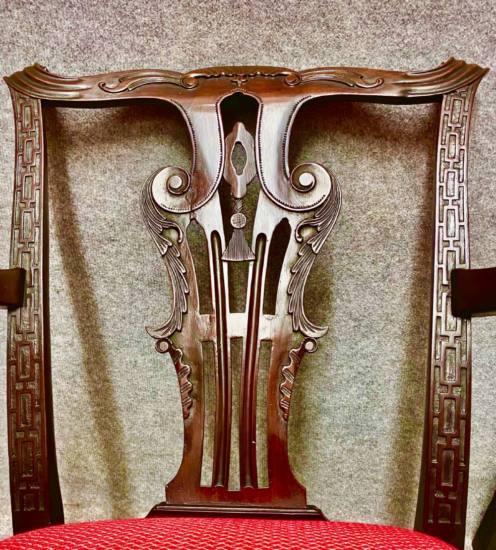 Pair Of Antique Chippendale Style Mahogany Armchairs View V