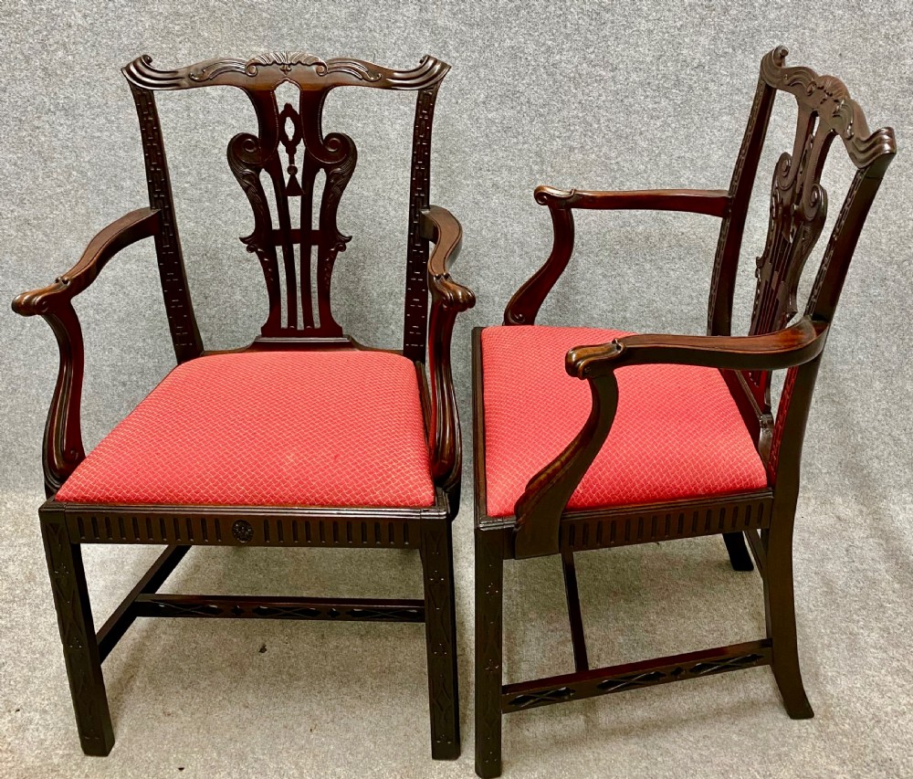 Pair Of Antique Chippendale Style Mahogany Armchairs View VI