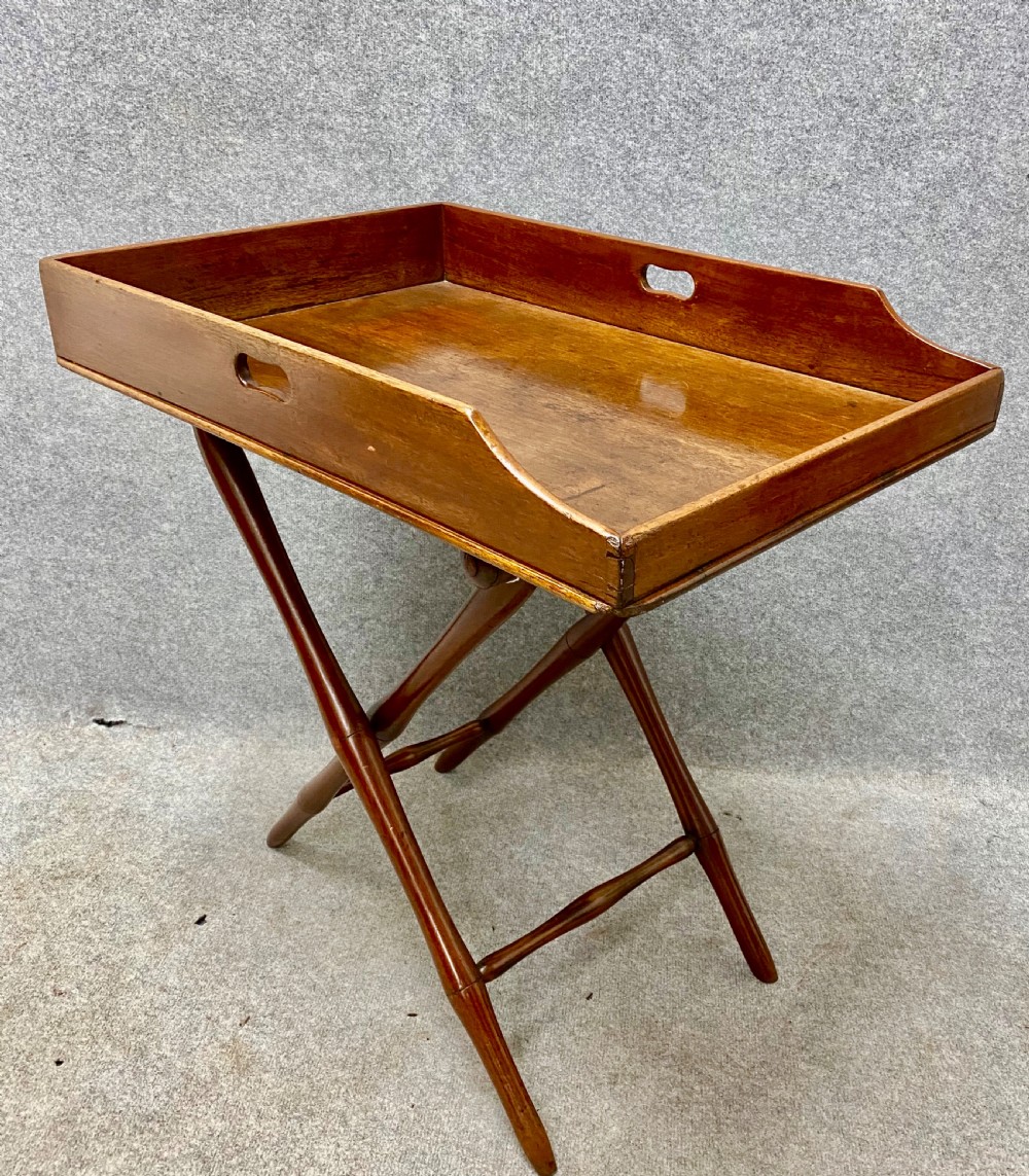 Antique Mahogany Butlers Tray on Stand View V