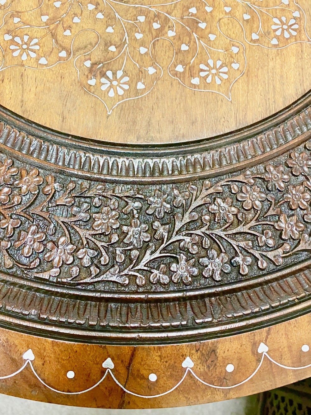 Unusual Pair of Hoshiapur Silver Wire inlaid Tables View VII