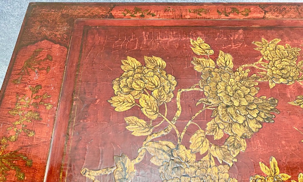 Chinoiserie Red Lacquered Coffee Table View IV