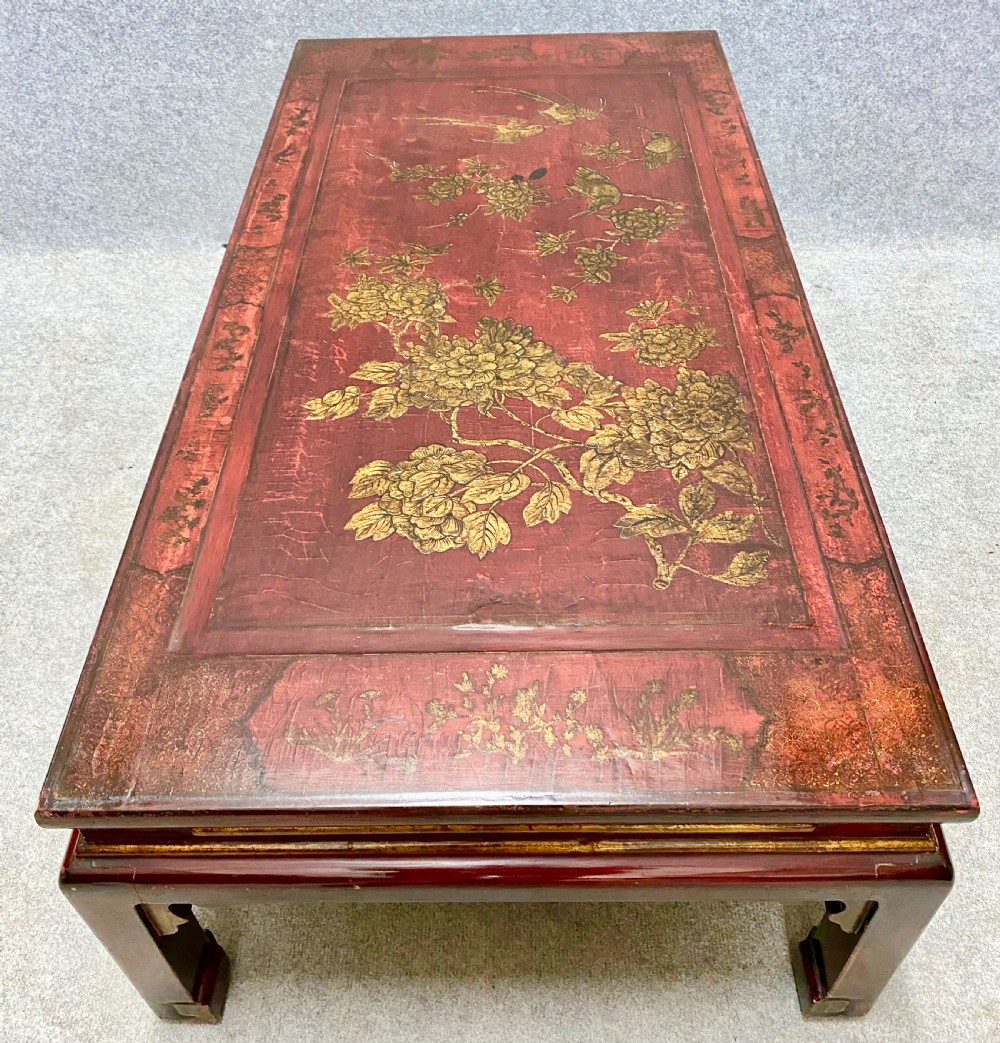 Chinoiserie Red Lacquered Coffee Table View V