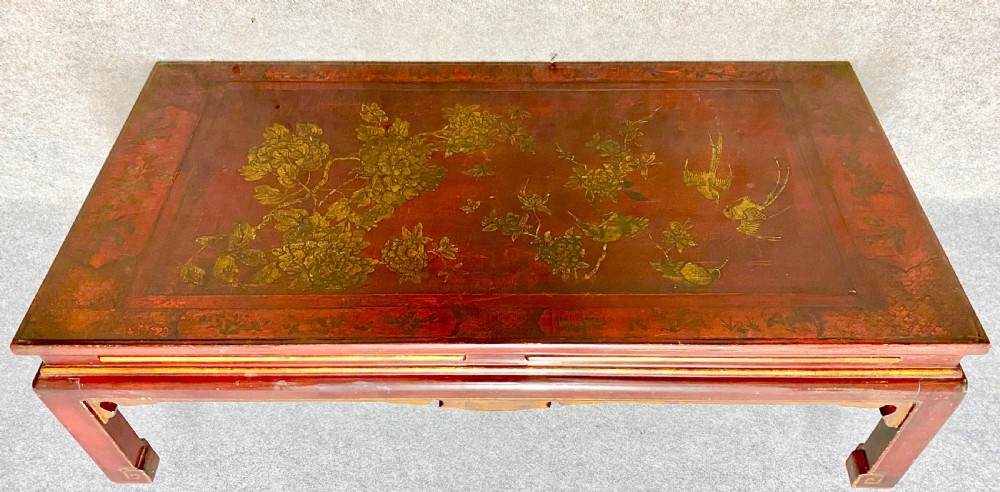 Chinoiserie Red Lacquered Coffee Table View VII