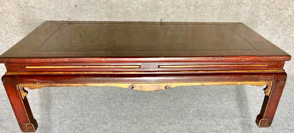 Chinoiserie Red Lacquered Coffee Table View IX