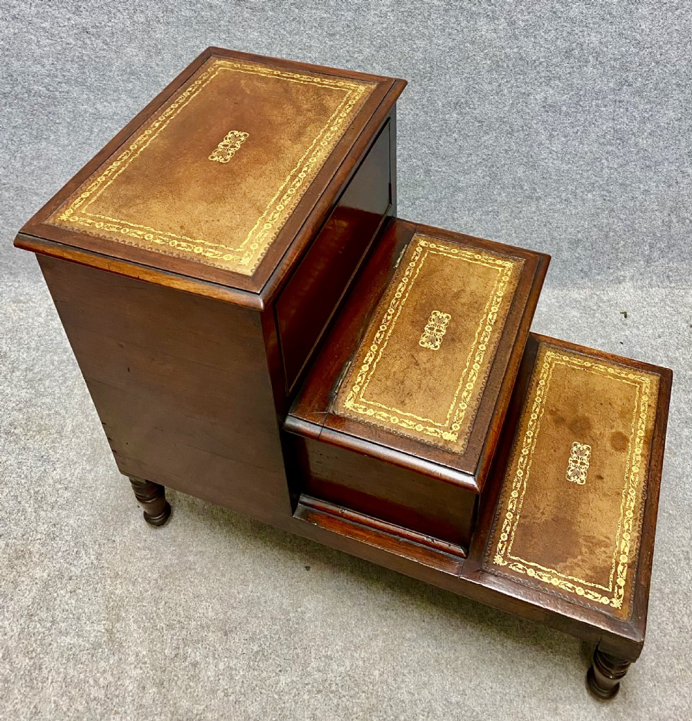 Antique Mahogany Library Steps View II