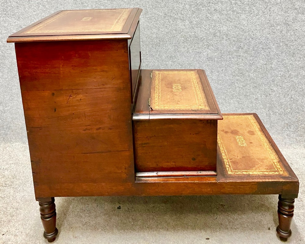 Antique Mahogany Library Steps View VII