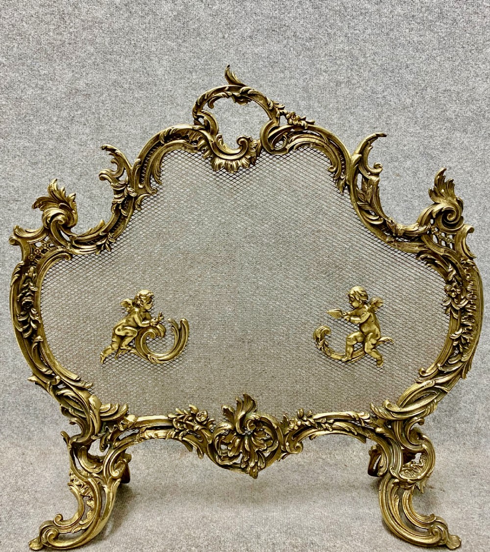 French Brass Rococo Style Fire Screen
