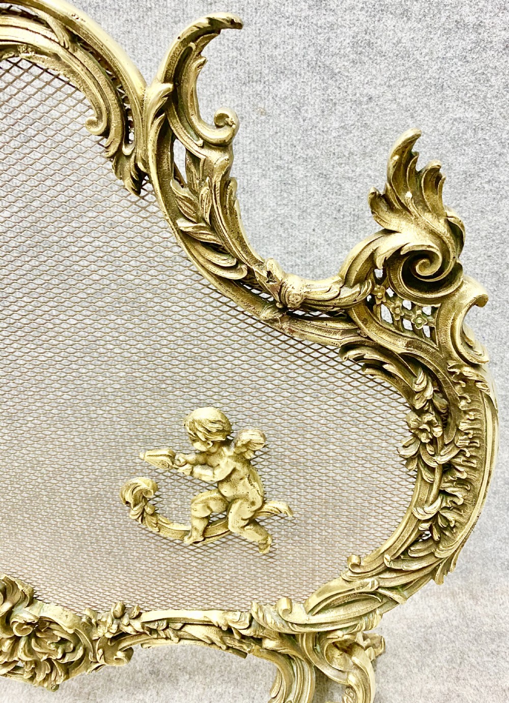 French Brass Rococo Style Fire Screen View IV