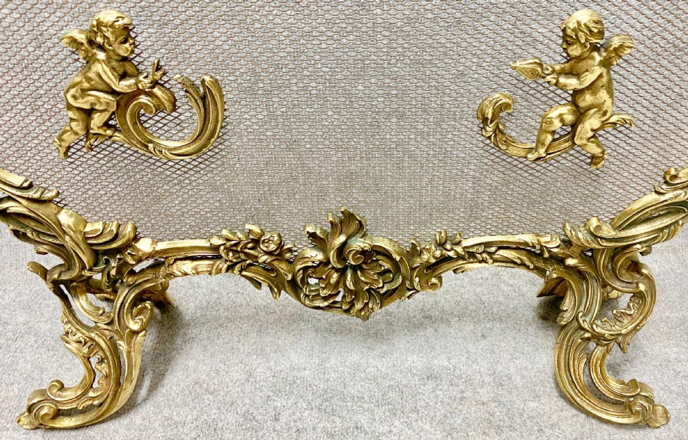 French Brass Rococo Style Fire Screen View V