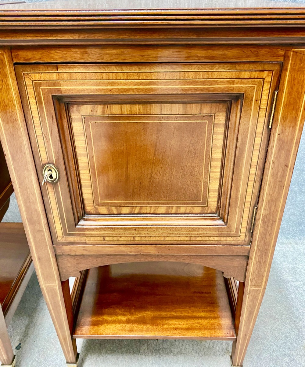 Good Pair of Edwardian Inlaid Bedside Cabinets View III