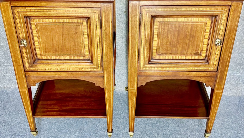Good Pair of Edwardian Inlaid Bedside Cabinets View VI