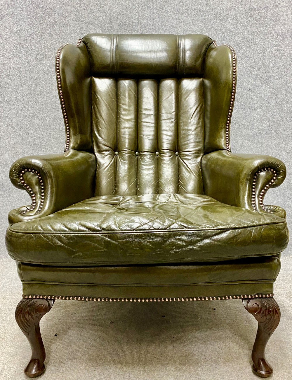 George I Style Leather Winged Armchair  View IX
