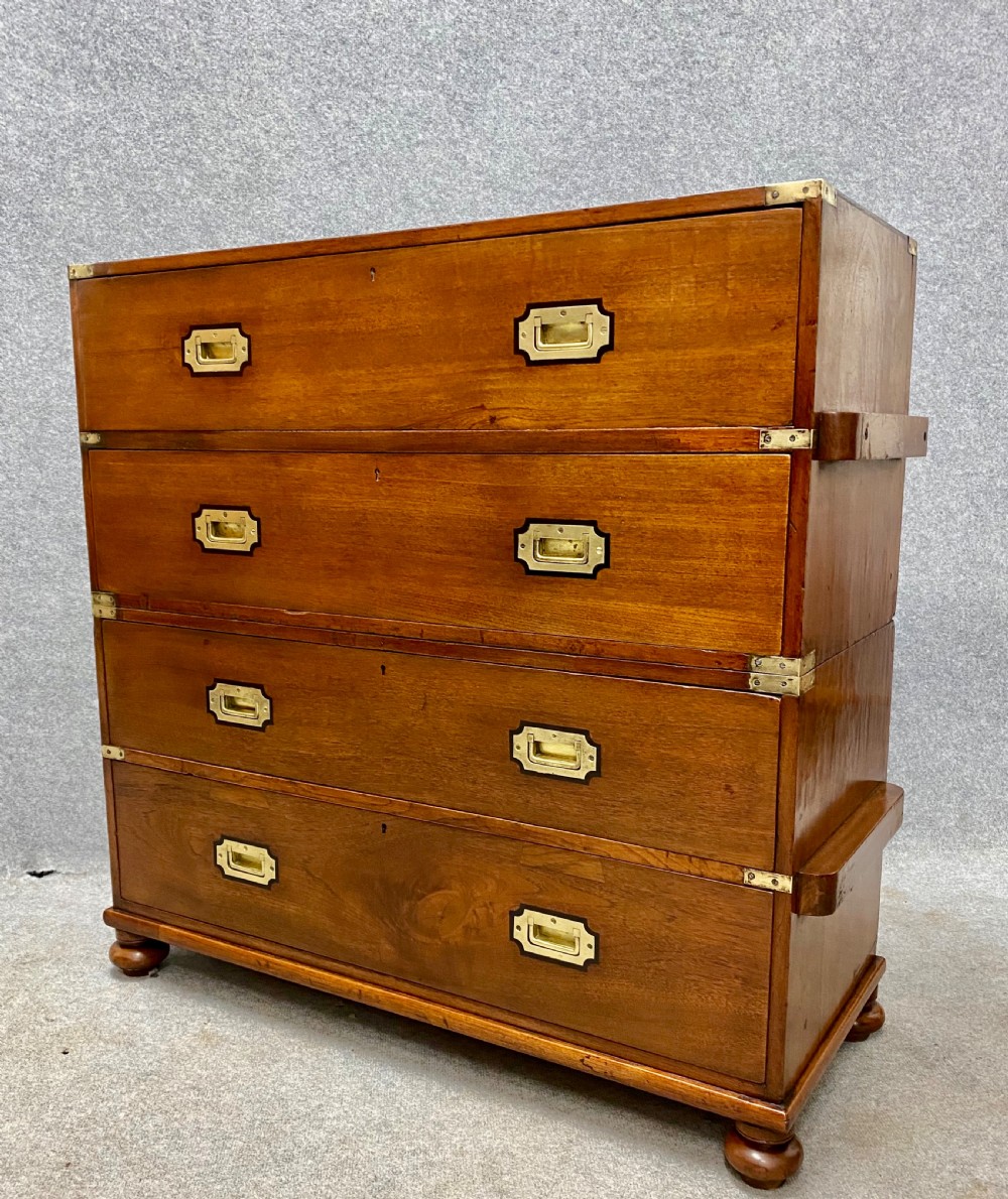 Unusual 19th.C.2 Part  Campaign Chest 
