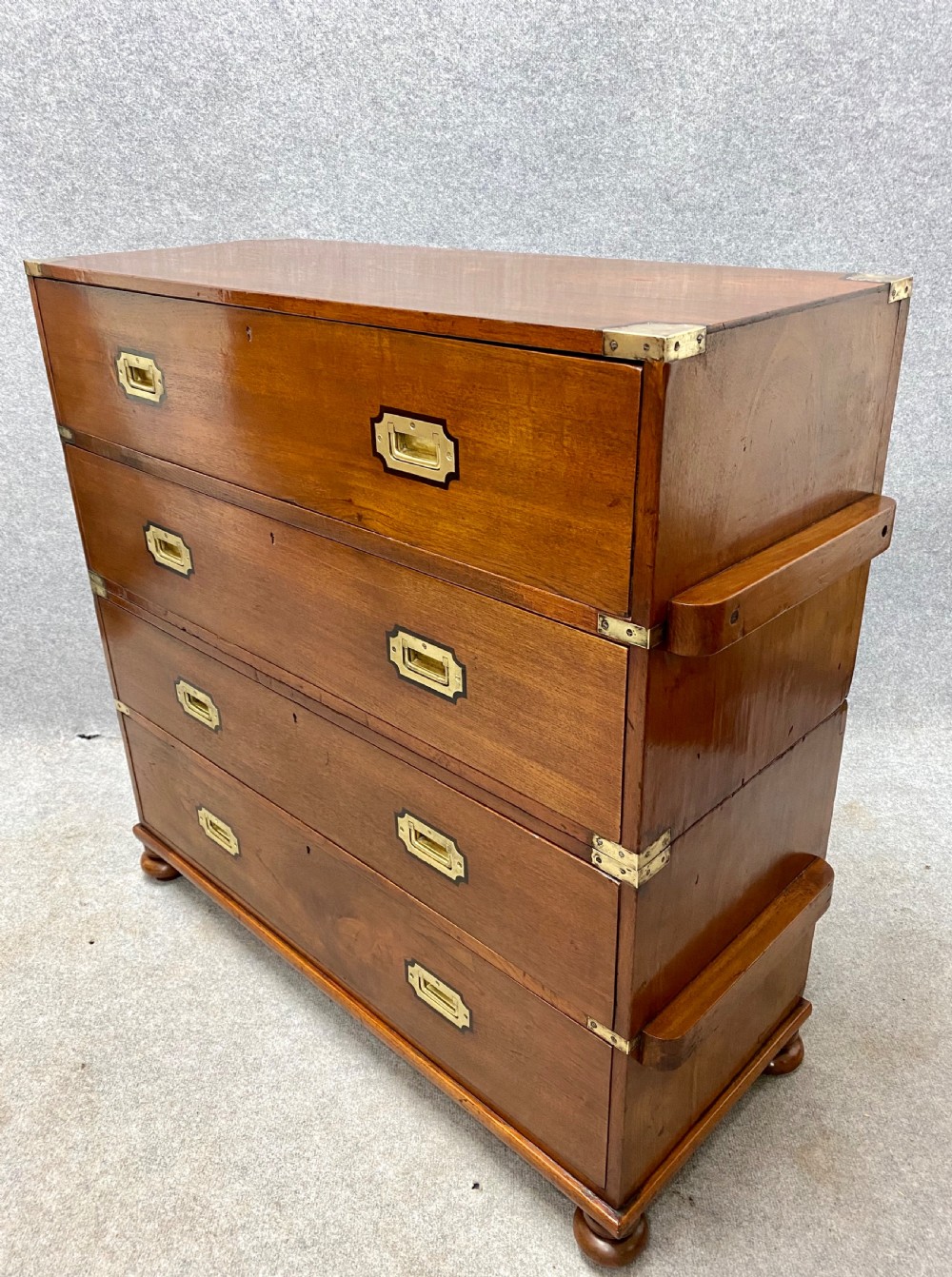 Unusual 19th.C.2 Part  Campaign Chest  View VI