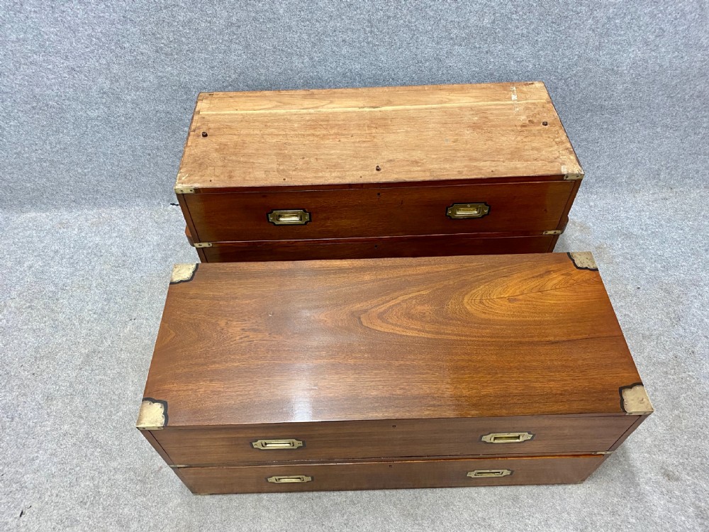 Unusual 19th.C.2 Part  Campaign Chest  View VIII