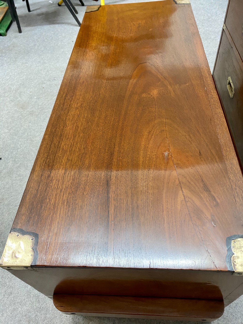 Unusual 19th.C.2 Part  Campaign Chest  View IX