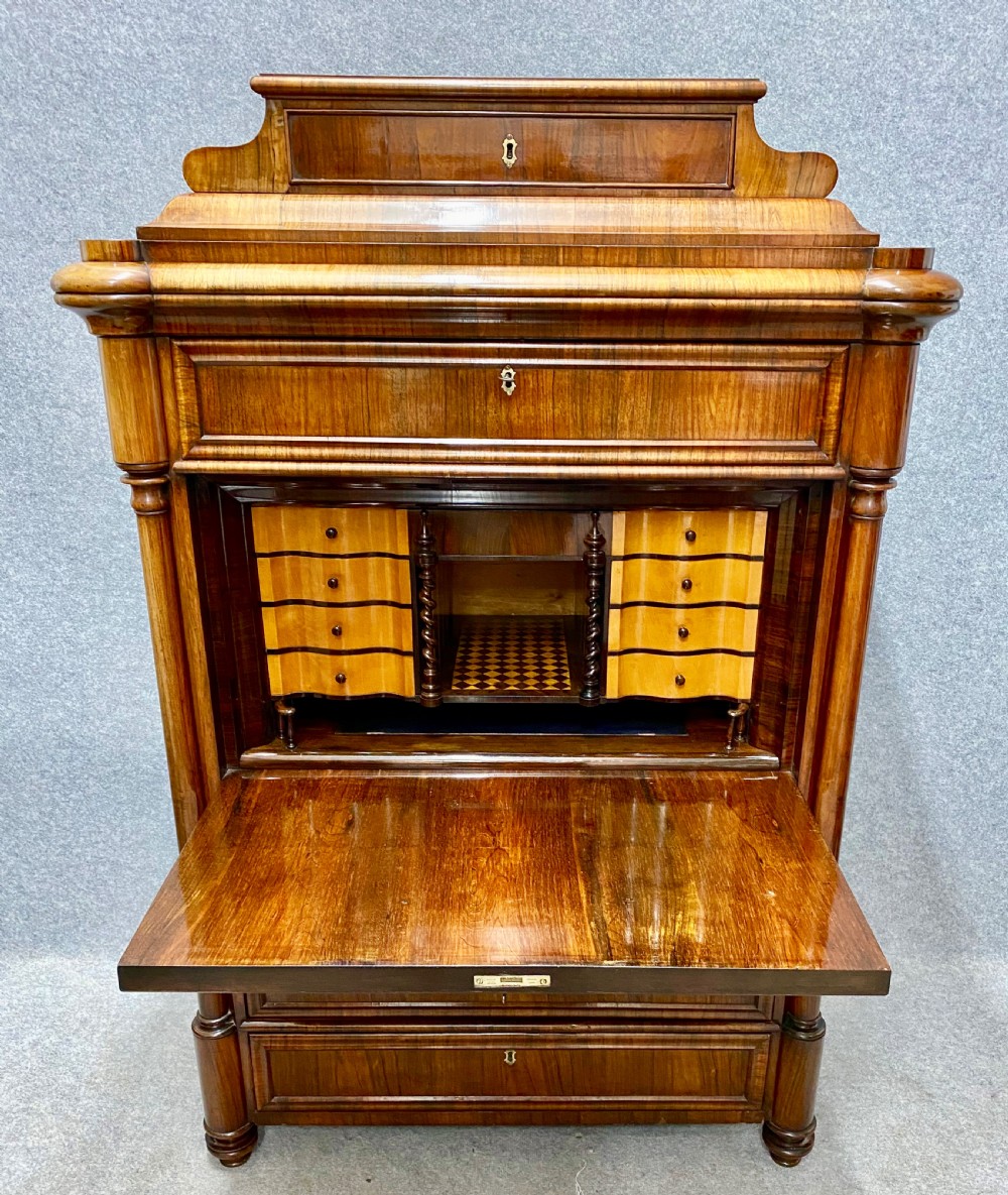 Superb Biedermeier Rosewood Abattant Escritoire Desk.