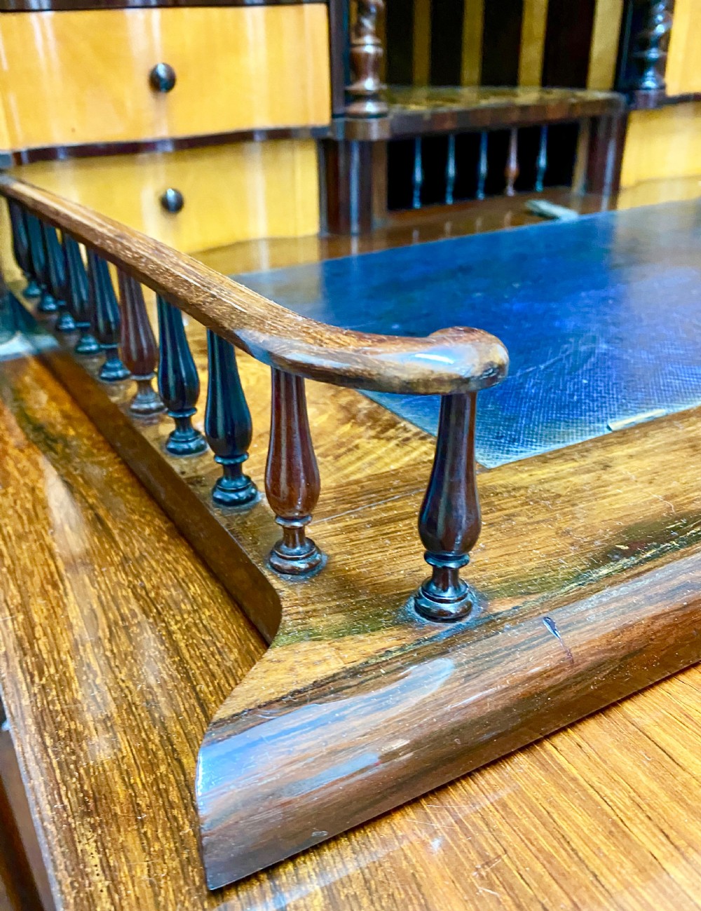 Superb Biedermeier Rosewood Abattant Escritoire Desk. View VIII