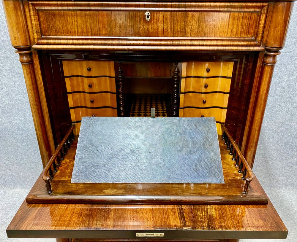 Superb Biedermeier Rosewood Abattant Escritoire Desk. View XIII