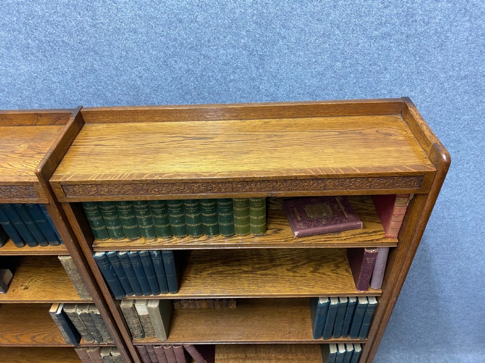 Pair Arts and Crafts Open Oak Bookcases View VIII