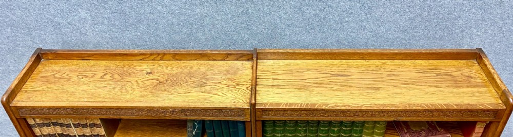 Pair Arts and Crafts Open Oak Bookcases View IX