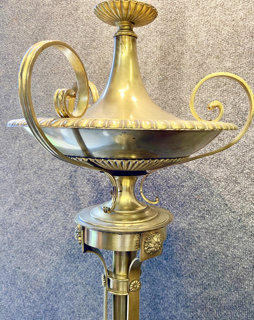 Superb Edwardian Adam Style Brass Standard Lamp View IV