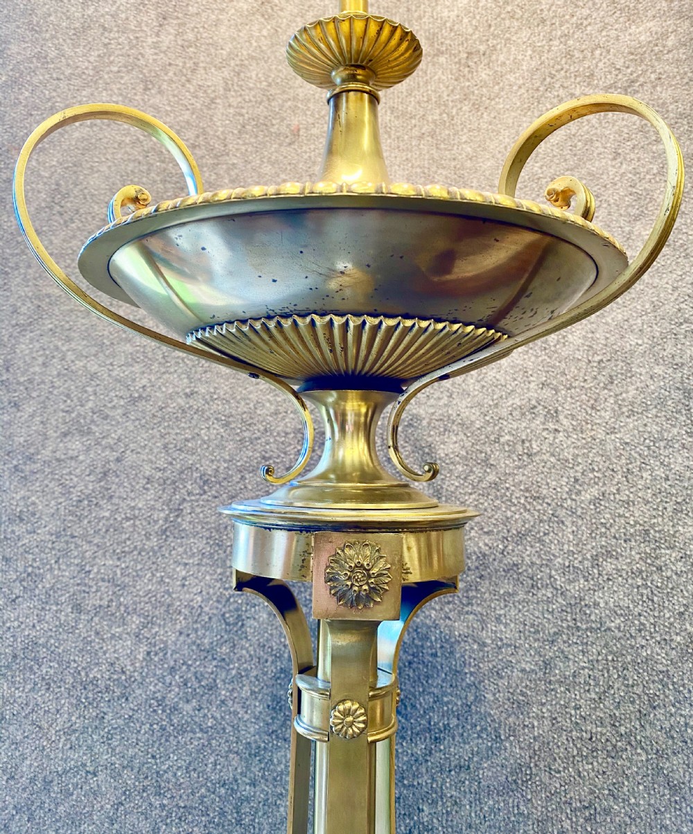 Superb Edwardian Adam Style Brass Standard Lamp View IX